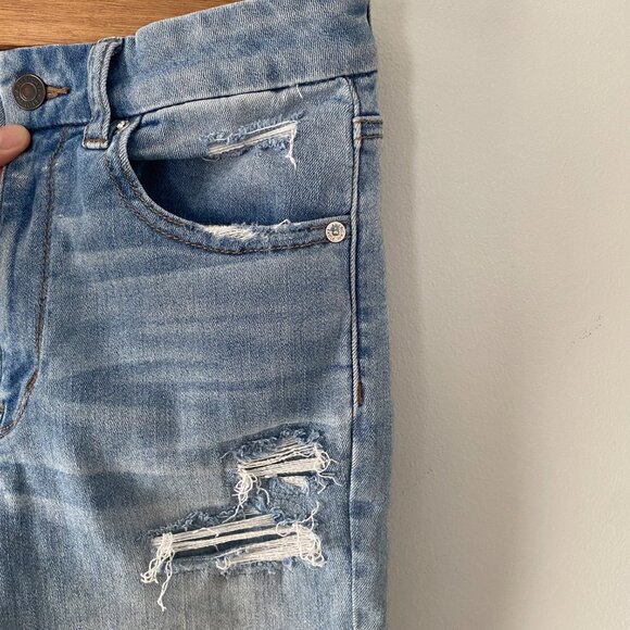 American Eagle Curvy Super High-Waisted Jegging Denim Distressed Jean - 6 Long - Picture 5 of 6